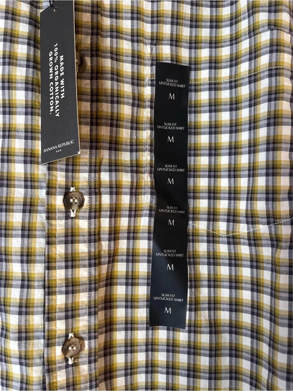 Banana Republic Untucked Slim Fit Check Button-Down Shirt size Medium